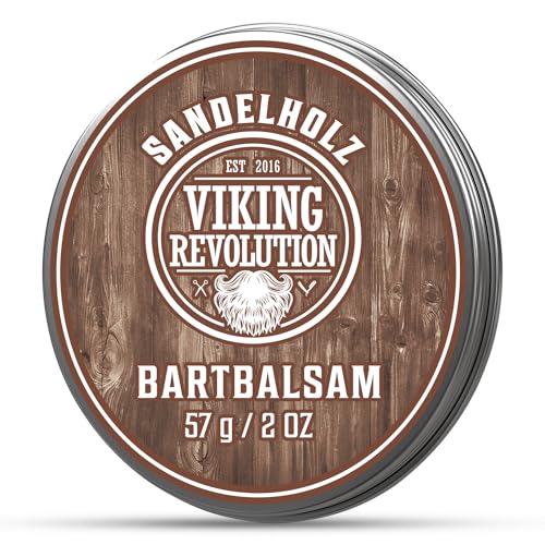 Viking Revolution - Bart Balsam mit Sandelholzduft & Argan- & Jojobaöl - Bartwachs - Stylt, Stärkt & Macht Bärte & Schnurrbärte Weich - Geschenke Für Männer- Sandelholz - 57 g
