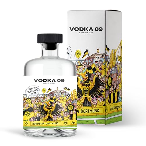 BVB Vodka 09 - Das Original | mit hochwertiger Geschenkverpackung | 500ml Einzelflasche | 38% Vol. | hochwertiger Vodka | Geschenkidee für echte BVB Fans