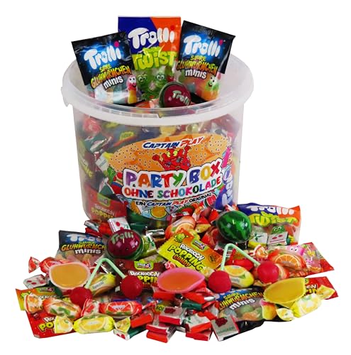 Süßigkeiten – Mix Party Box ohne Schokolade mit 1kg, für Kindergeburtstag mit 6 Kinder, 1er Pack (1 x 1 kg), Süßigkeiten Großpackung