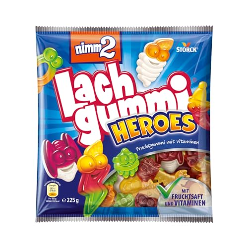nimm2 Lachgummi Heroes – 1 x 225g – Fruchtgummi mit Fruchtsaft und Vitaminen