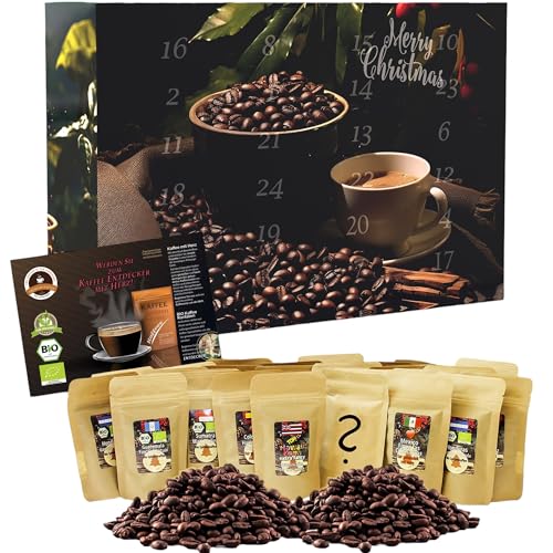 C&T Bio Fairtrade Kaffee-Adventskalender 2024 Ganze Bohnen | 24x Bio & Fair-Trade Kaffees | Biologisch & fair gehandelte Raritäten-Kaffees + Überraschung im Kalender | Adventskalender