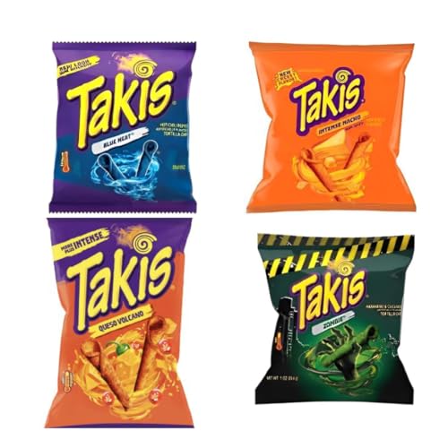 4 x Takis 28g Takis Hero Pack Bundle - Special Edition mit Blue Heat, Zombie, Fuego & Nacho Intense - Chips