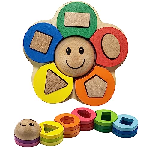 Pikatoyz Montessori Spielzeug ab 1 Jahr. Baby Spiele für Kinder Jungen und Mädchen. Holzspielzeug zum Stapeln und Sortieren. Motorikspielzeug, Kinderspielzeug, Reisespielzeug.