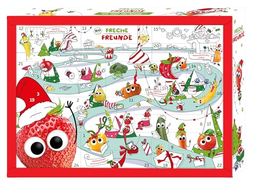 FRECHE FREUNDE Bio Adventskalender 2024 für Kids, Weihnachtskalender, enthält 24 Türchen mit Bio Snacks und Überraschungen, ideal für Kinder, ohne Zuckerzusätze, glutenfrei, 1 Stück = 1995g