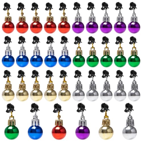 Sixfolo 36 Stück Weihnachtskugeln Bart Weihnachten Bartschmuck Clip Christbaumkugeln Bart aus Kunststoff Mini Bartkugeln Bunte Lustiges Männer Bart Ornamente für Weihnachten Party Bartdeko