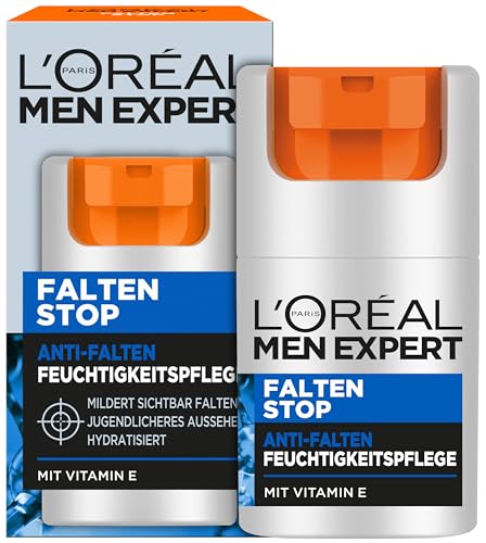 L'Oréal Men Expert Gesichtspflege gegen Falten für Männer, Anti-Aging Feuchtigkeitscreme gegen Hautalterung und Augenringe, Gesichtscreme für Herren mit Vitamin E, Falten Stop, 1 x 50 ml