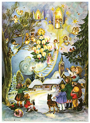 Richard Sellmer Verlag Nostalgischer Adventskalender/Weihnachtskalender mit Bildern und Glimmer Seht die Himmelsleiter