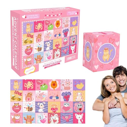 Countdown-Kalender-Puzzle | Romantisches Puzzle zum Valentinstag - Puzzlekalender mit 24 kleinen Boxen für Party, Wohnzimmer, Schlafzimmer, Spielzimmer Soydan