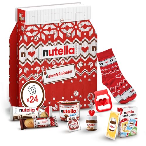 nutella Adventskalender 2024, eine Schokoladen-Adventskalender-Alternative mit 24 festlichen Leckereien und nutella Mini-Geschenken für Kinder und Erwachsene