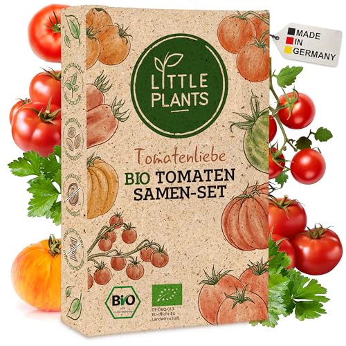 Little Plants Tomatensamen Set - 12 Sorten BIO Tomaten Samen Gemüse - 100% natürlich & extra viel Tomaten Saatgut - Tomaten Anzuchtset - Tomatensamen Alte Sorten zum Anbauen im Garten oder Hochbeet