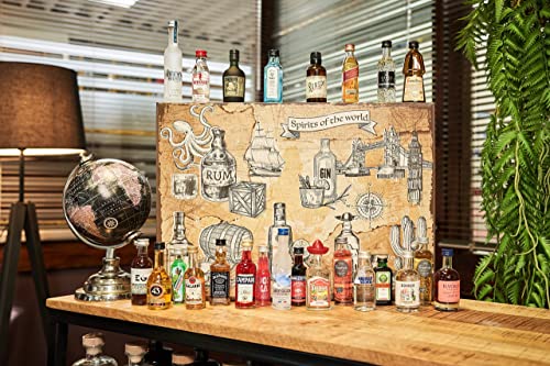 Spirituosen Tasting Kalender - 24x verschiedene Spirituosen im Adventskalender - Weihnachten Gin Vodka Rum Tequila Whisky Likör Geschenk Set Probierset