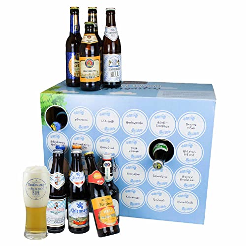 Bavariashop 'Bayerischer Biergarten' Bier-Box • 23 Biersorten aus Bayern im Tasting-Set • Männer-Geschenk • Geschenkidee Vater