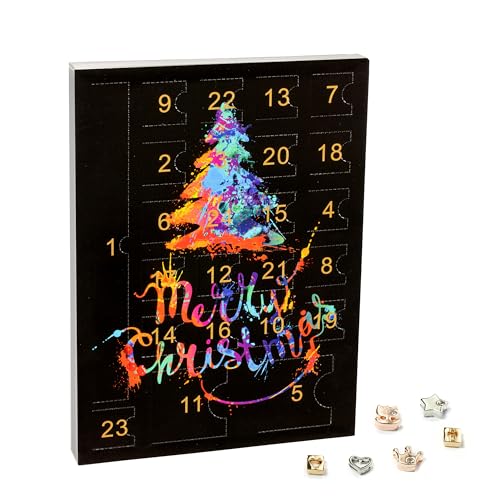 VALIOSA Merry Christmas Mode-Schmuck Adventskalender mit 1 Kette, 3 Armbänder, 20 Charms, das besondere...