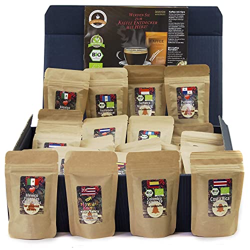 C&T Kaffee-Geschenkset Bio Fair-Trade 24 Päckchen á 20 g (Ganze Bohne) mit 24 Biologischen, Raritäten- und...