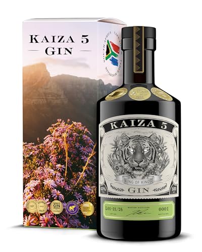 KAIZA 5 GIN Box - 0,5 l - 43% | Der ausgezeichnete -Gin aus Südafrika/Kapstadt in der Geschenkbox | Frisch, weich, exotisch mit schwarzer Johannisbeere und Grapefruit | Perfekt als Gin Tonic