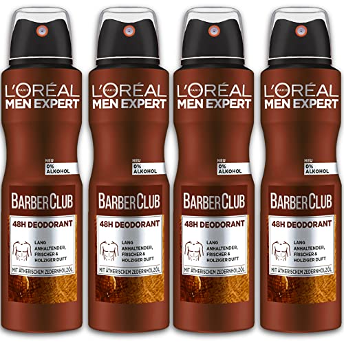 4 er Pack MEN EXPERT Deospray Barber Club Deodorant Deo 4 x 150 ml