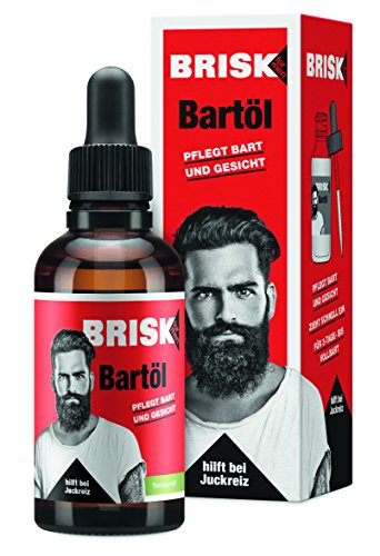 BRISK Bartöl für Männer, 2 x 50 ml, Bartpflege mit Teebaumöl, zieht schnell ein, für gepflegte Haut &...