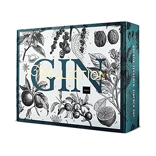 Gin Adventskalender von WAJOS | Cocktail & Gin Tonic Weihnachtskalender mit 24 Türchen voll mit Gin, Tonic Sirup & Likör | Gin Geschenk | Geschenkidee für Gin Fans & Cocktail Liebhaber