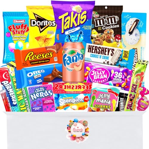 Amerikanische Süßigkeiten Box mit 24 Snacks – Süßigkeiten aus aller Welt mit Takis - USA Süßigkeiten - American Candy Box – Sweets Süssigkeiten Box aus Amerika