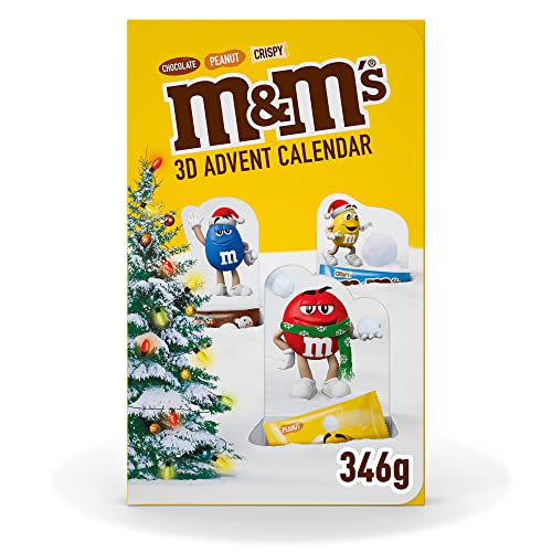 M&M's Adventskalender, 3D Pop-Up Weihnachtskalender mit 24 Weihnachtsüberraschungen, Enthält die M&M's Klassiker Peanut, Chocolate und Crispy, Ideal zum Verschenken, Inhalt: 346 g