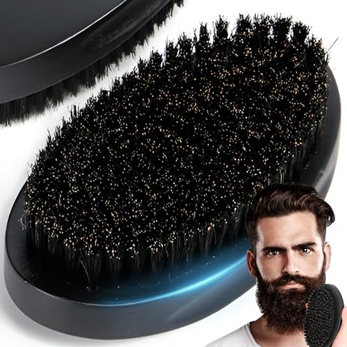 Retoo Bartbürste, Schwarzholz, Bürste mit veganen Borsten für die tägliche Bartpflege, Oval, Bart Bürste aus Holz, Beard Brush, Perfekte Geschenkidee für Männer, Bartpflegebürste, Bartwachstum