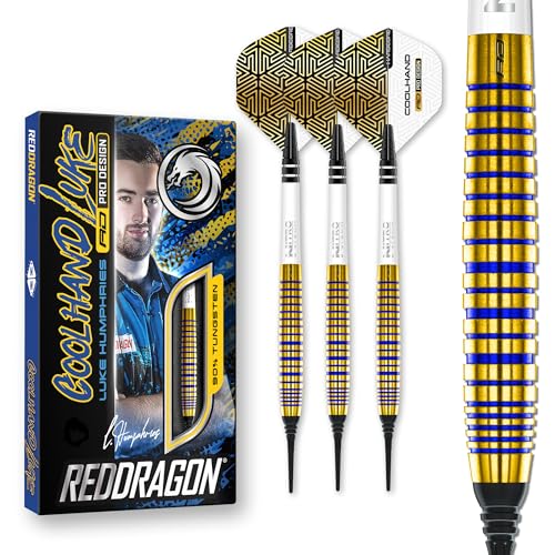 RED DRAGON Luke Humphries TX3 Gold SE 20 Gramm Premium Wolfram Softip Dart Set mit Flüge und Schäften