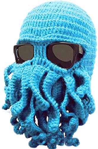 Octopus Beanie Mütze Beanie Tintenfisch Bartmütze Gestrickte Bartmützen für Männer Winter Warm Skifahren...