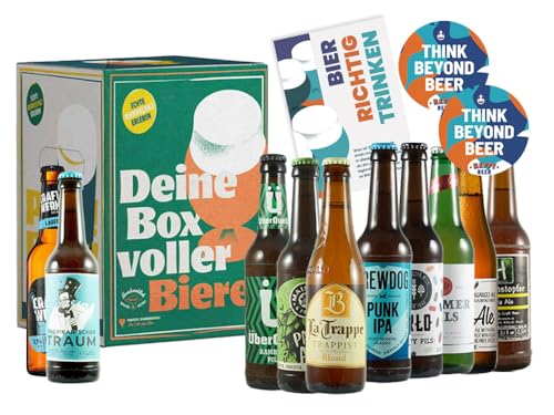 Deine Box voller Biere - Bierset mit 10 x 330ml Craft Beer Flaschenbiere - Das perfekte Bier Geschenk für Männer und Frauen im liebevoll gestalteten Karton