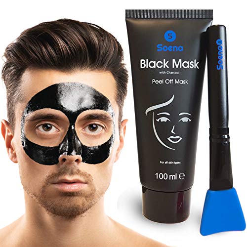 Das ORIGINAL - SOENA® for MEN Black Mask + MASKENPINSEL | XXL Tube 100 ml | Entfernt Mitesser – Peel-Off...