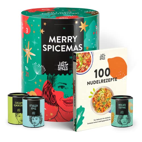 Just Spices Großer Gewürz Adventskalender 2023 I Weihnachtskalender mit 24 Gewürzmischungen + Kochbuch I...