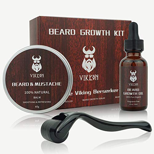 INVJOY Beard Growth Kit, VIKICON Bartpflege Set, Bartwachstum für Männer, Bart Derma Roller Bartwachstum...