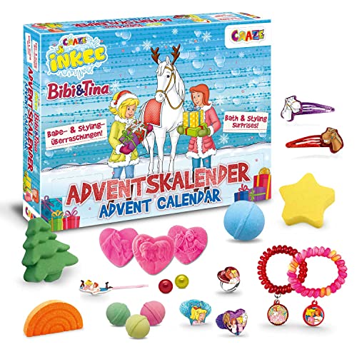 INKEE Bibi & Tina Adventskalender Kinder - Badespaß Spielzeug Adventskalender mit Badebomben & Beauty-Accessoires
